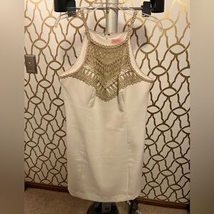 Lilly Pulitzer White Shift Dress with Gold Details